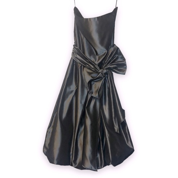 Zara Basic Strapless Metallic Gunmetal Bubble Mini Formal Dress Size Small - Picture 1 of 15